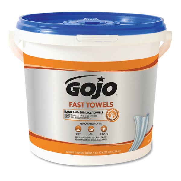 Gojo FAST TOWELS Hand Cleaning Towels, 9 x 10, Blue, 225/Bucket, PK2 PK 6299-02